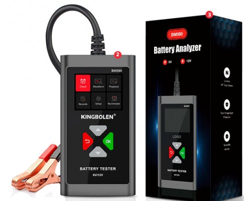 KINGBOLEN BM580, тестер акумуляторів 6V / 12V , режими: LoadTest, ChargingTest, StartTest