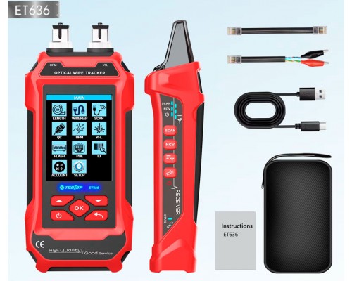 TOOLTOP ET636, багатофункціональний тестер, трасошукач, PoE, VFL, OPM, QC-тест