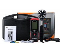 GT8907 анемометр Benetech,  (телескопическая крыльчатка) скорость: 0-45 м/с, объёмный расход, температура, USB-интерфейс
