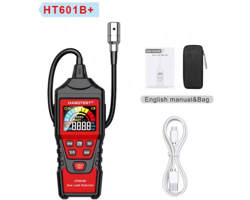 HABOTEST HT601B+ детектор утечки горючих газов (CH4, NH3, H2, C2H6O, C6H6, C2H4O, C6H14, C4H10, C2H2)