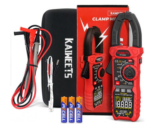 KAIWEETS HT208D, струмові кліщі TrueRMS, AC/DC 1000A, напруга AC / DC 750/1000В, опір: 60 МОм, ємність: 100мФ, частота: до 10 МГц, LowZ, LPF, NCV, температура: до 1000 ºС.