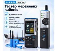 FNIRSI LPM-10C мережевий тестер, PoE тестер, Wiremap, IP scan, PING, трасошукач, довжина кабеля, NCV