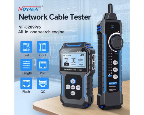 NOYAFA NF8209Pro кабельний тестер, PoE тестер, Wiremap, SCAN, NCV, QC, TDR-вимірювання