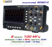 OWON SDS210 осцилограф 2 х 100МГц,  виборка: 1 ГВ/с,  пам'ять: 20 Mpts