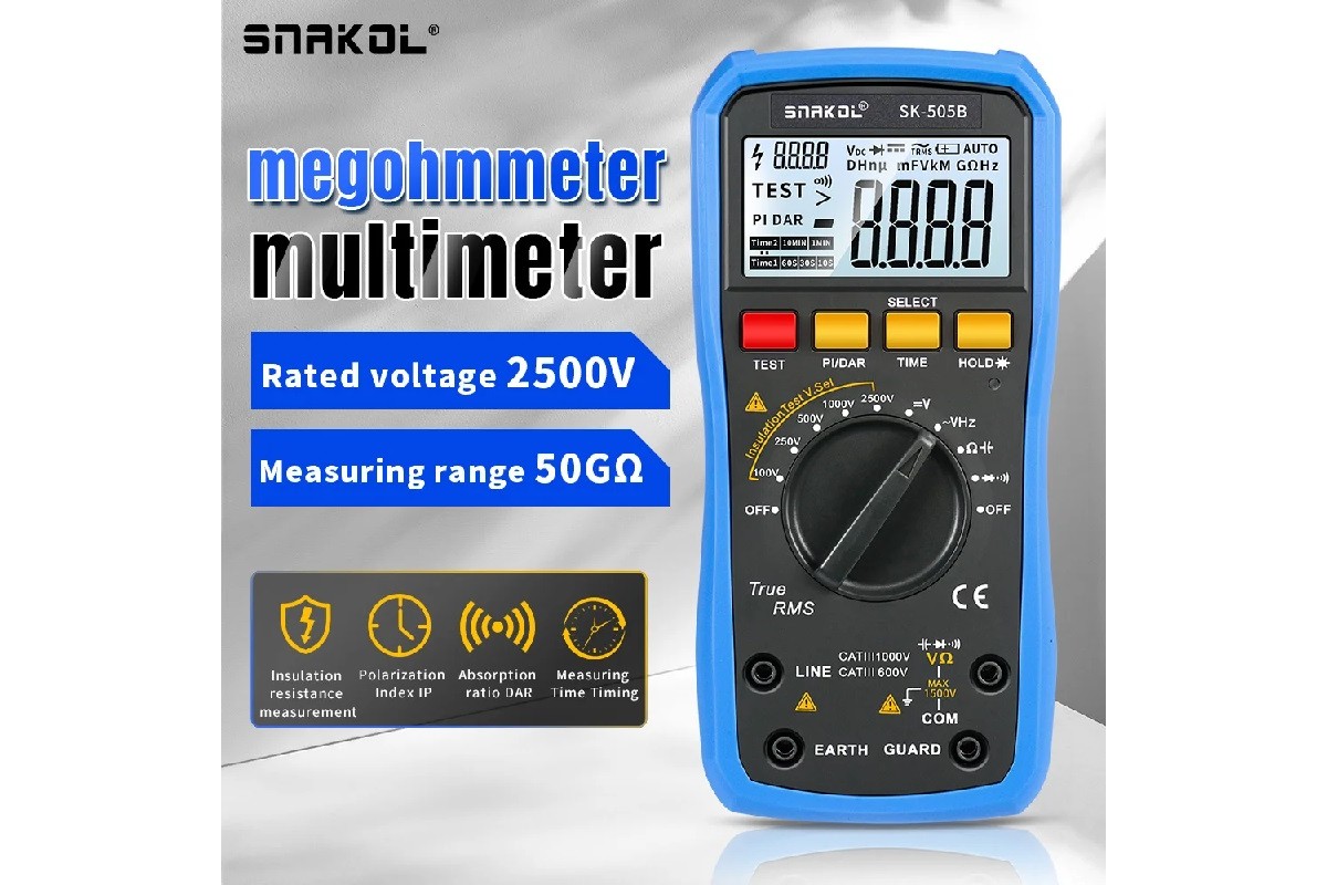 SPMページ SK505B, мегаомметр - мультиметр, тестер опору ізоляції до 50 ГОм