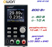 SPE6102 OWON програмуємий лабораторний блок живлення 200Вт: 0-60В, 0-10А, USB