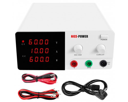 NicePower R-SPS6010 импульсный лабораторный блок питания: 0-60В, 0-10А, мощность: 600 Вт