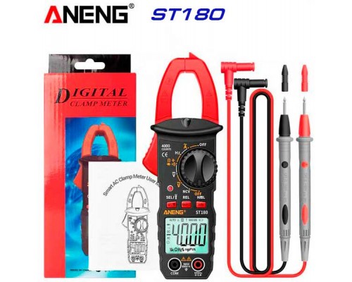 ANENG ST180, струмові кліщі, AC 400A, напруга AC/DC 600В, опір: 40 Ом, ємність: 4мФ, частота: до 4МГц, температура: до 750 ºС.