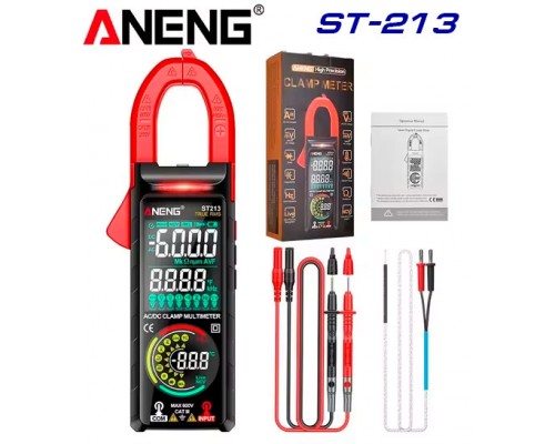 ANENG ST213, струмові кліщі, AC/DC 400A, напруга AC/DC 600В, опір: 60 МОм, ємність: 60мФ, температура: до 1000 ºС.
