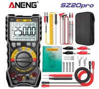ANENG AN-SZ20pro, мультиметр TrueRMS, відліків: 25000, напруга: 1000В, струм: 20А, опір: 250MОм, ёмність: 100мФ, частота: 10МГц, температура, детектування NCV