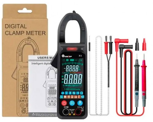 TOOLTOP X5, струмові кліщі, AC/DC 400A, напруга AC/DC 600В, опір: 60 МОм, ємність: 60мФ, температура: до 1000 ºС.