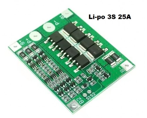 Плата контролера BMS 3S з балансиром, Li-po, 25А, 11.1V, для захисту и зарядки Li-ion акумуляторів