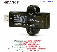 J7-H black, тестер USB, измеритель мощности USB HiDANCE