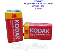 KODAK, батарейка 9В, тип 6F22 "Крона", солевая, 1шт