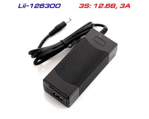 LiitoKala Lii-126300 блок живлення, 12.6В 3А, зарядний пристрій для зборок 3S  Li-ion, роз'єм: 5.5*2.1