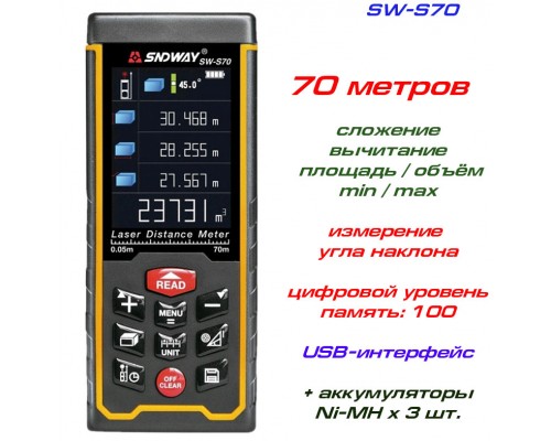 SNDWAY SW-S70 лазерная рулетка до 70 метров