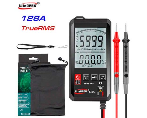 WinAPEX, 128A, мультиметр TrueRMS,  відліків: 6000, AC/DC 600В,  60МОм, 60мФ, NCV, вбудований ліхтарик