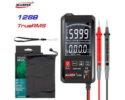 WinAPEX, 128B, мультиметр TrueRMS,  відліків: 6000, AC/DC 600В,  60МОм, 60мФ, NCV, вбудований ліхтарик