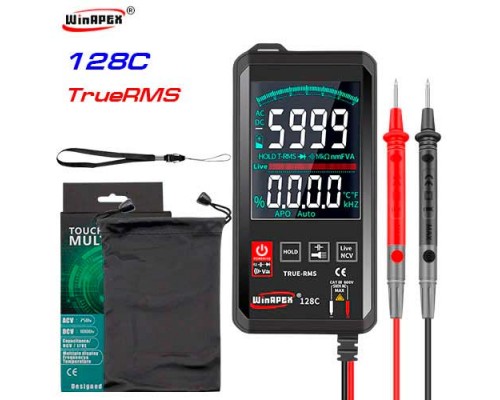 WinAPEX, 128C, мультиметр TrueRMS,  відліків: 6000, AC/DC 600В,  60МОм, 60мФ, 10МГц, NCV, вбудований ліхтарик