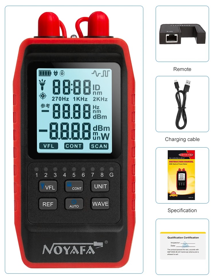 Стандартна комплектація оптичного тестера NOYAFA NF908L
